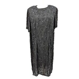 Lane Bryant‎ Designs Collection Black Silk Beaded Dress Size 14/16 Embellished